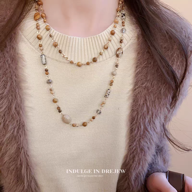 Siloqi accessories, Maillard necklace, women's high-end, light luxury, niche sweater chain, long layered collarbone neck chain, decorative accessory details Picture