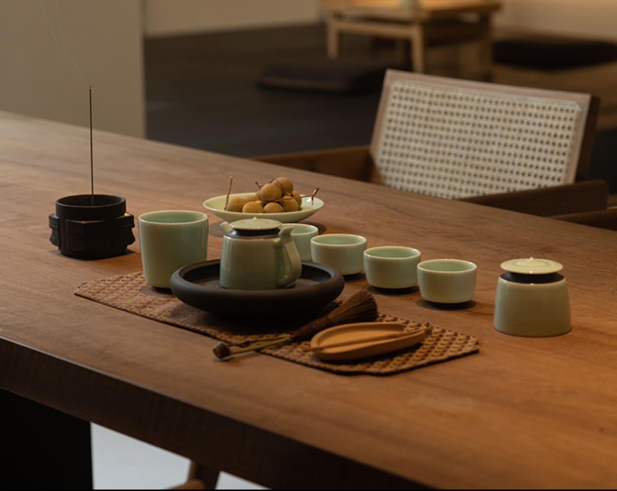 古婺窑火 玉青瓷 茶具套装 听雨茶具套装详情图2