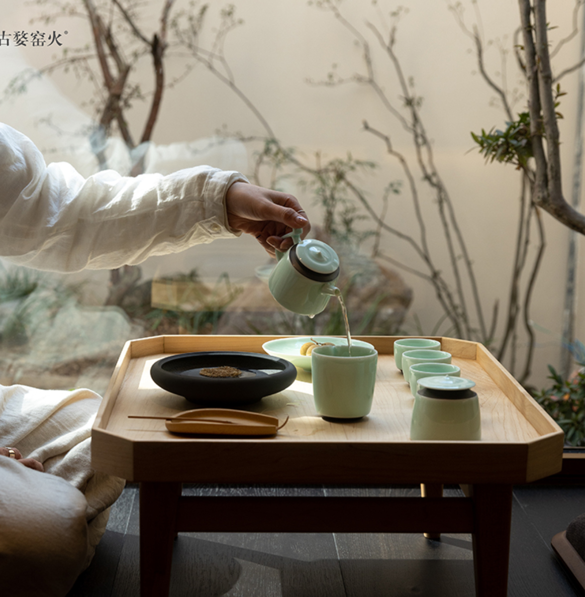 古婺窑火 玉青瓷 茶具套装 听雨茶具套装详情图4