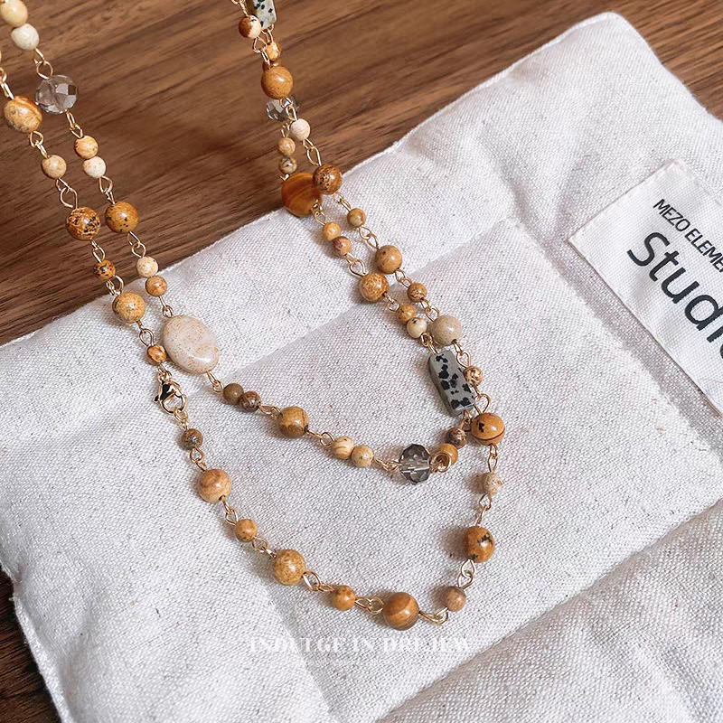 Siloqi accessories, Maillard necklace, women's high-end, light luxury, niche sweater chain, long layered collarbone neck chain, decorative accessory detail image 5