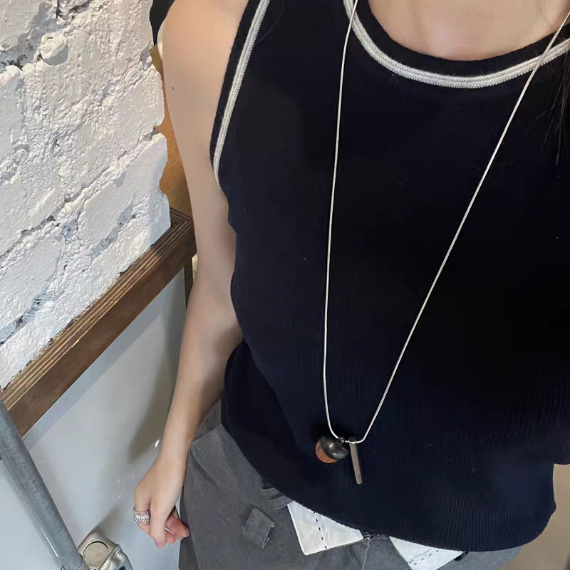诗洛琪饰品复古橡果银条吊坠项链女小众设计高级感毛衣链时尚简约民族风配饰详情4