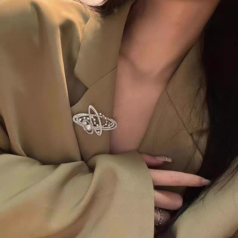 诗洛琪饰品星球宇宙星星胸针铜镀金微镶锆石轻奢女别针珍珠胸花空托详情图3