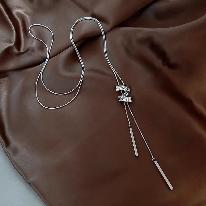 诗洛琪饰品秋冬银色螺旋毛衣链女轻奢小众高级感气质时尚百搭长款项链配饰详情图4