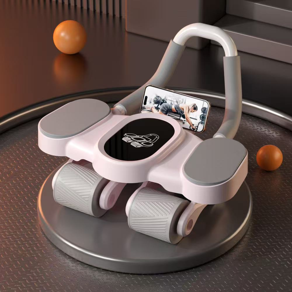 健腹轮自动回弹腹肌轮男女马甲线训练器新款四轮卷腹健身滚轮收腹