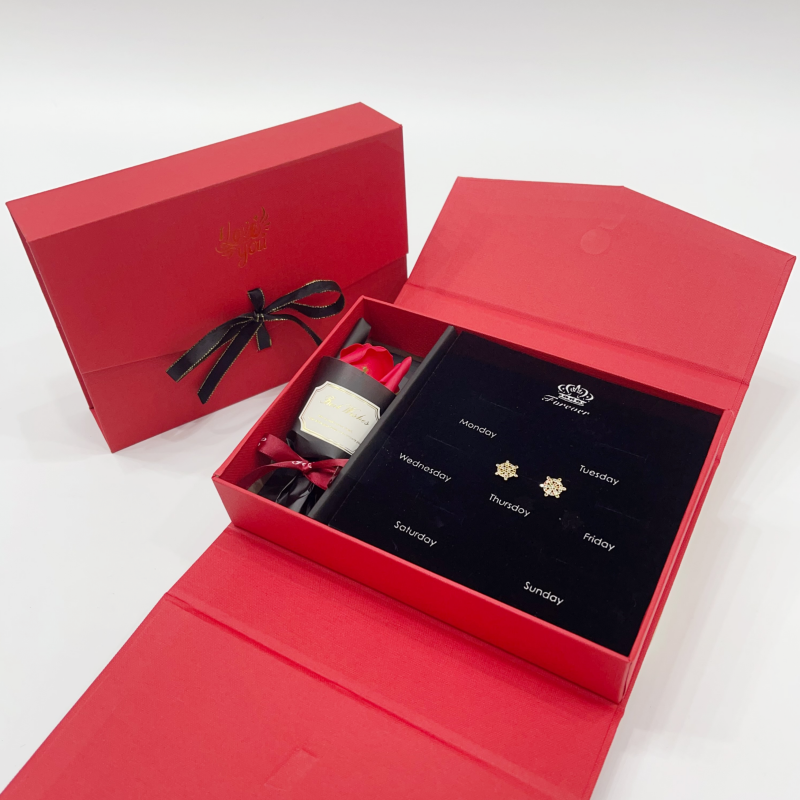 Red gift box rose souvenir one-piece packaging box, exquisite paper packaging box Specification image