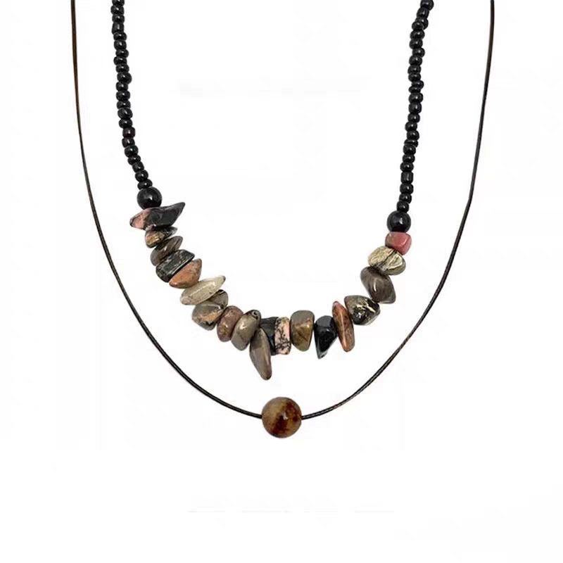 Shiluoqi Jewelry, crushed stone Maillard Irregular necklace, retro, simple, sweet, cool, spicy girl, unique, niche, high-end sweater chain Item Picture