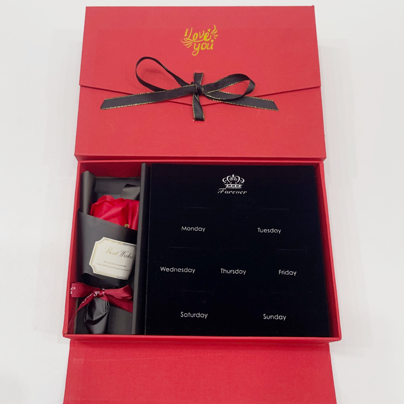 Red gift box rose souvenir one-piece packaging box, exquisite paper packaging box details Picture