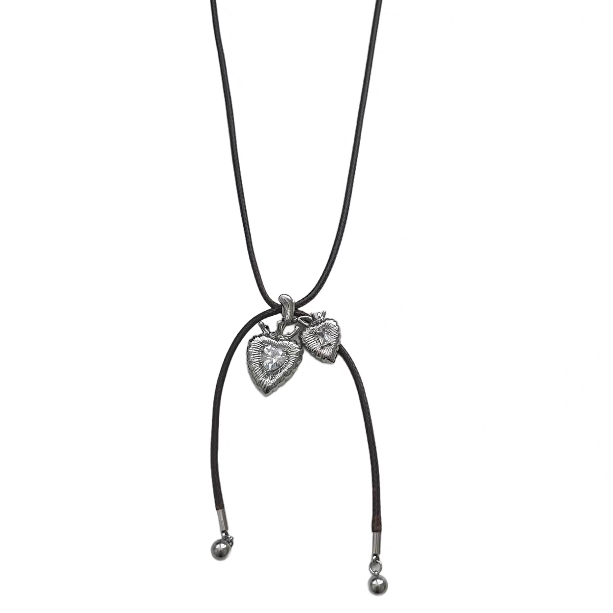 Shiluoqi accessories, Japanese and Korean heart-shaped zircon pendants, drawstring necklaces, women's niche high-end collarbone chain, sweater chain, neck chain accessories Item Picture