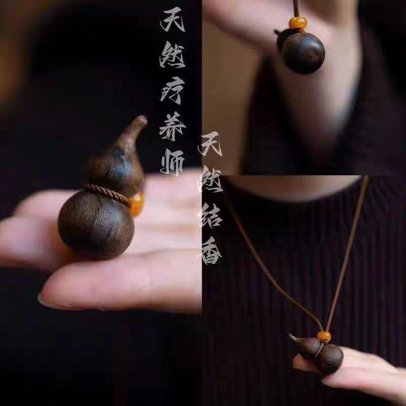 诗洛琪饰品高品质天然木材葫芦毛衣链吊坠福禄双全纳福项链百搭男女详情图3
