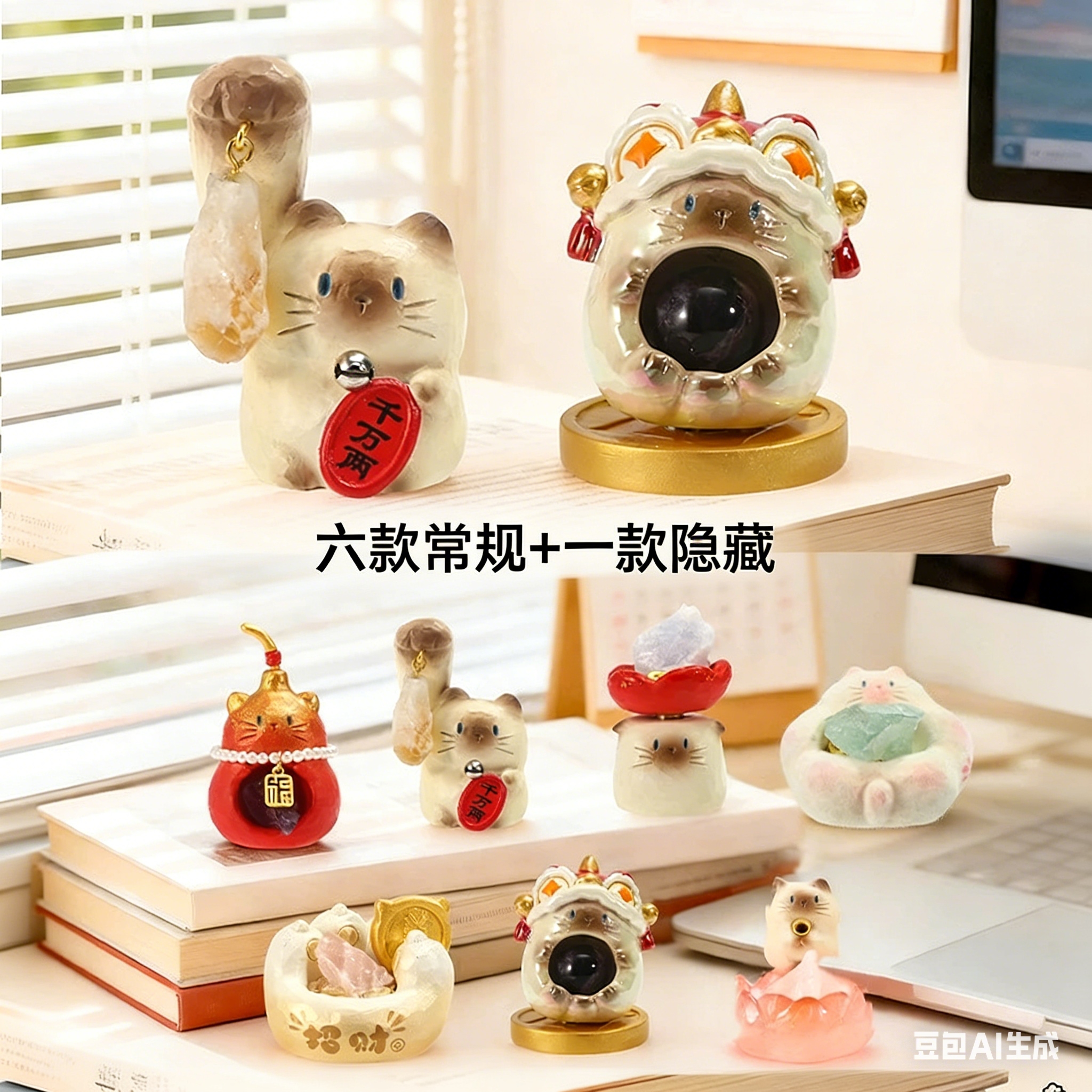 小红书热卖手办猫猫PAI好运通通来能量盲盒潮玩家居桌面装饰礼物