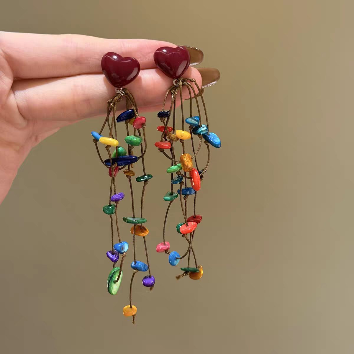 诗洛琪饰品多巴胺爱心流苏耳环女超好看独特夸张漂亮耳饰小众设计感夸张耳饰详情图5