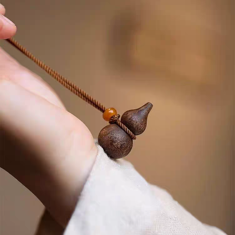 诗洛琪饰品高品质天然木材葫芦毛衣链吊坠福禄双全纳福项链百搭男女详情图4
