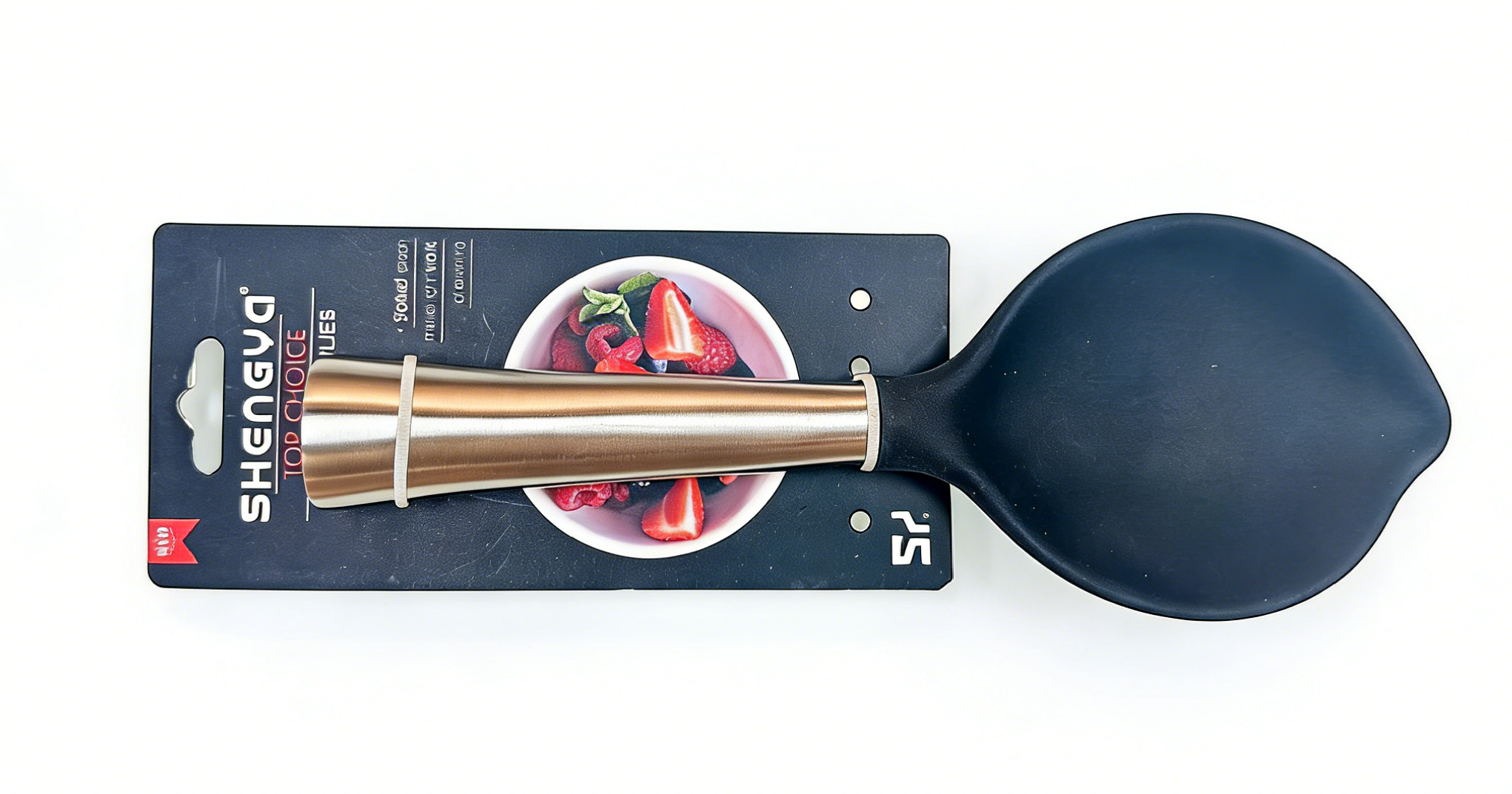 Black wooden soup spoons, stainless steel rice spoons, plastic kitchenware Specification image