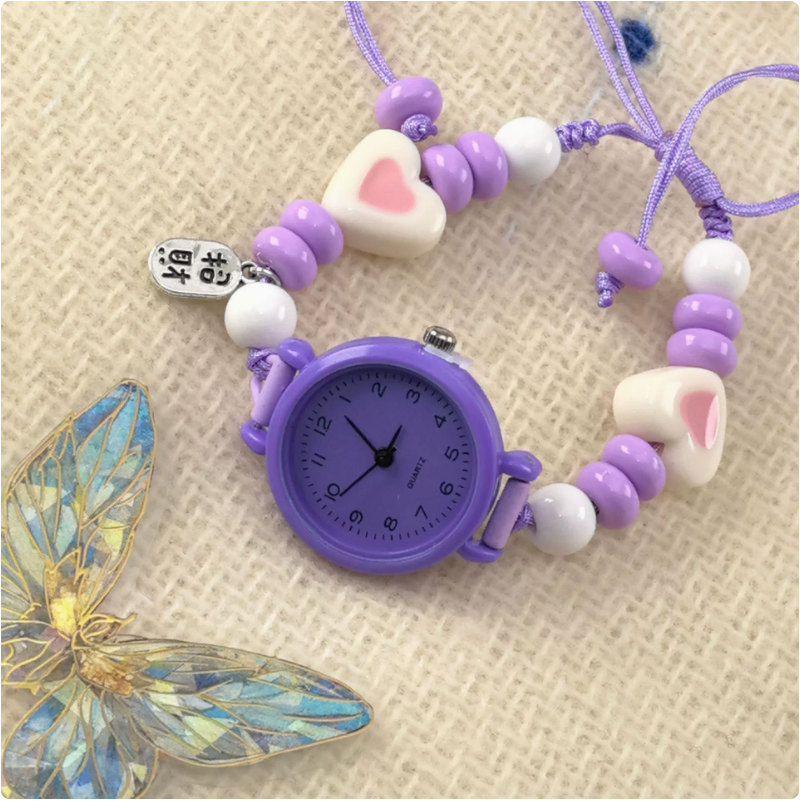 多巴胺奶甜系星星爱心链条式手表女生小众不撞款可爱学生女士手表时装表儿童产品图