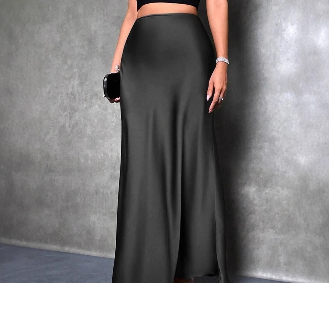 Spring and Summer new color satin skirt for cross-border trade, simple silk-like long dress from Amazon in Europe and America for children full figure