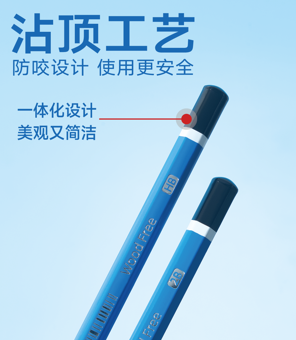 ZL811 12-piece box, anti-biting and anti-sticking top, 3.0mm thick, no wood pencil, 2B color solid wood colored lead Specification drawing
