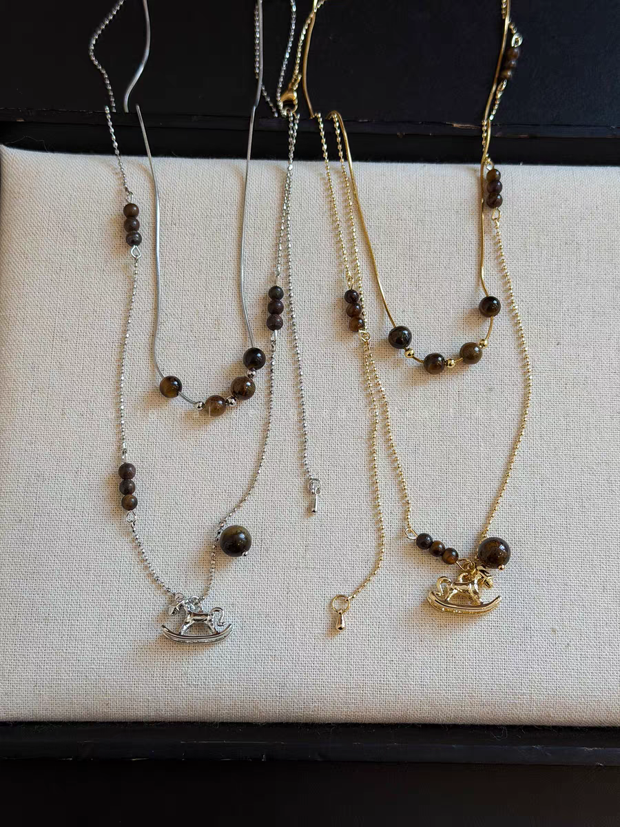 小马虎眼石吊坠项链女款2026新款小众高级毛衣链秋冬长款配饰产品图