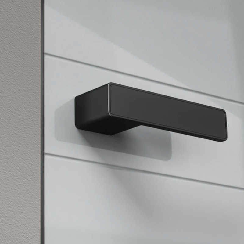 Haobao magnetic door lock for indoor bedrooms, silent black room door lock, minimalist and ecological one-line wooden door handle for home use details Picture