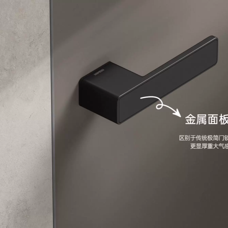 Haobao magnetic door lock for indoor bedrooms, silent black room door lock, minimalist and ecological one-line wooden door handle for home use Specification image
