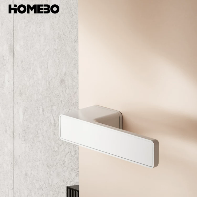 Haobao door lock, indoor magnetic suction silent room, white bedroom, home simple ecological one-line lock, minimalist door handle Specification image