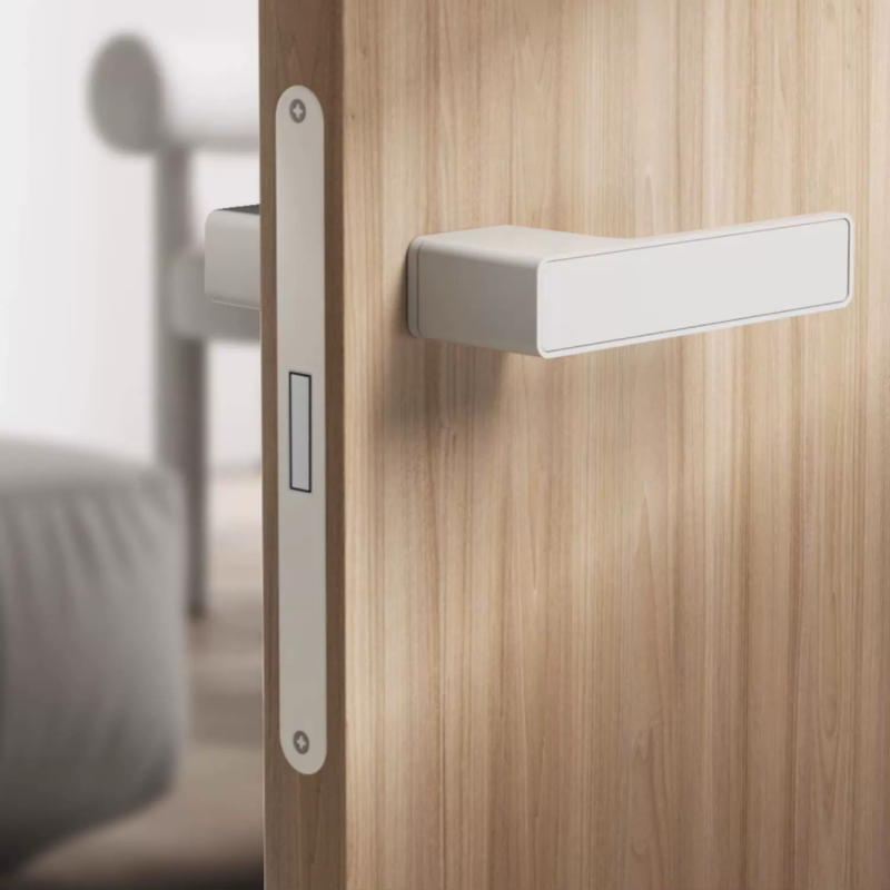 Haobao door lock, indoor magnetic suction silent room, white bedroom, home simple ecological one-line lock, minimalist door handle Item Picture