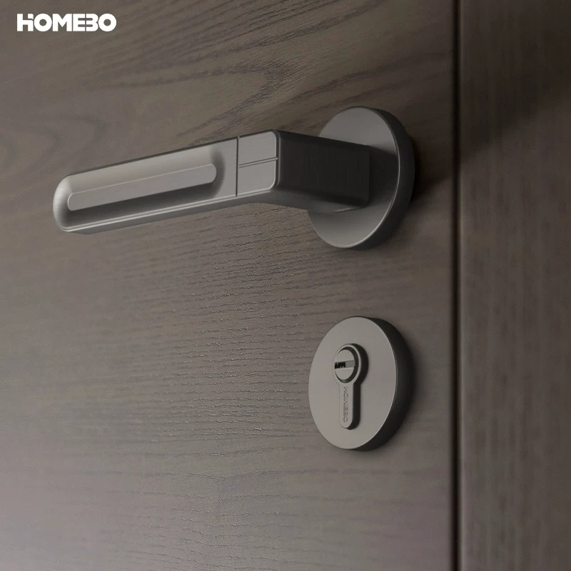 Haobao magnetic door lock, minimalist indoor bedroom, silent room door lock, modern and simple bathroom, household door handle details Picture