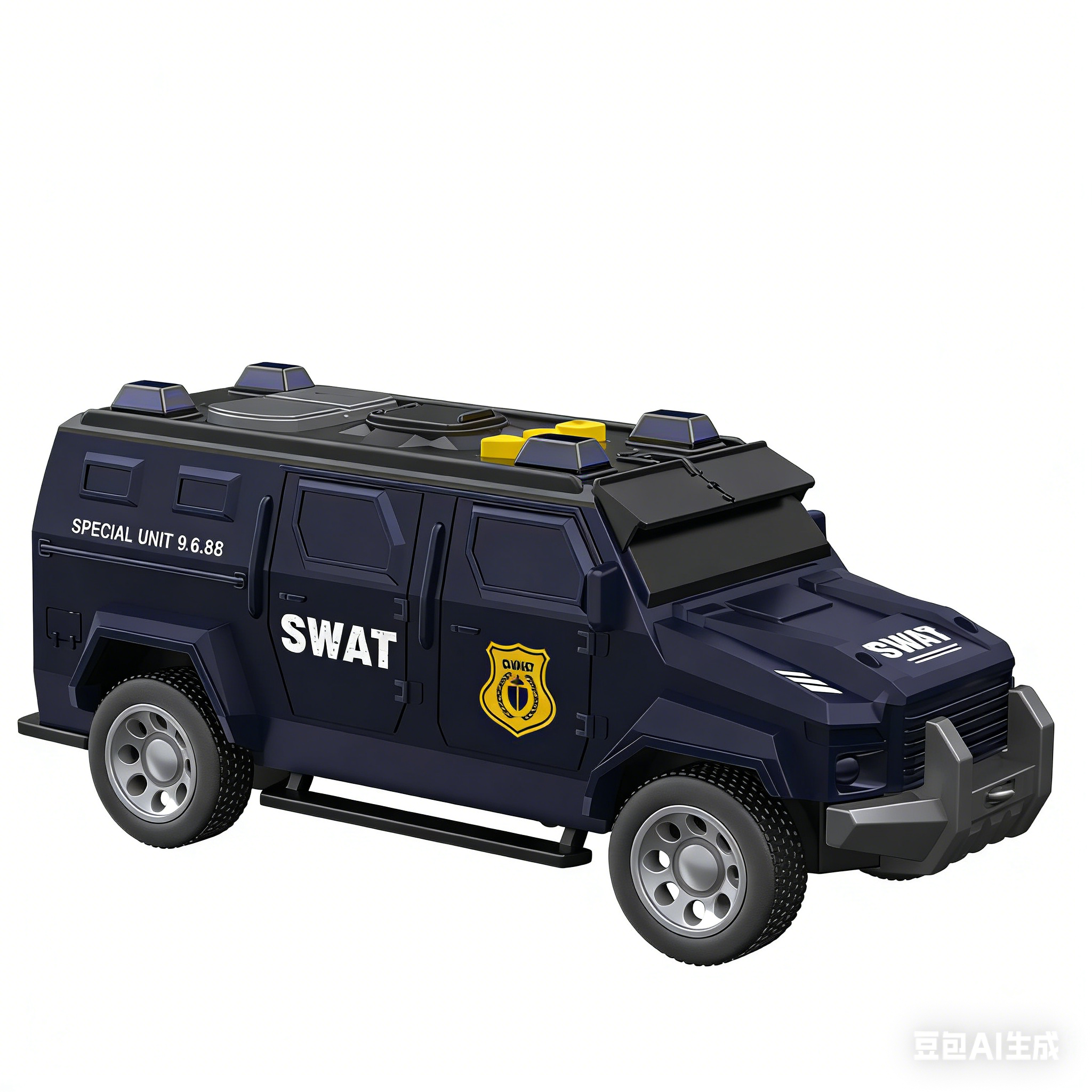 文艺WY1133B1:32 惯性特警越野车 （声音、灯光）"SWAT装甲车行动三角洲巴雷特武器模型合金军事