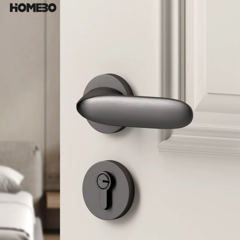 Haobao indoor door locks, bedroom silent magnetic door locks, modern room door locks, household split solid wood door handles