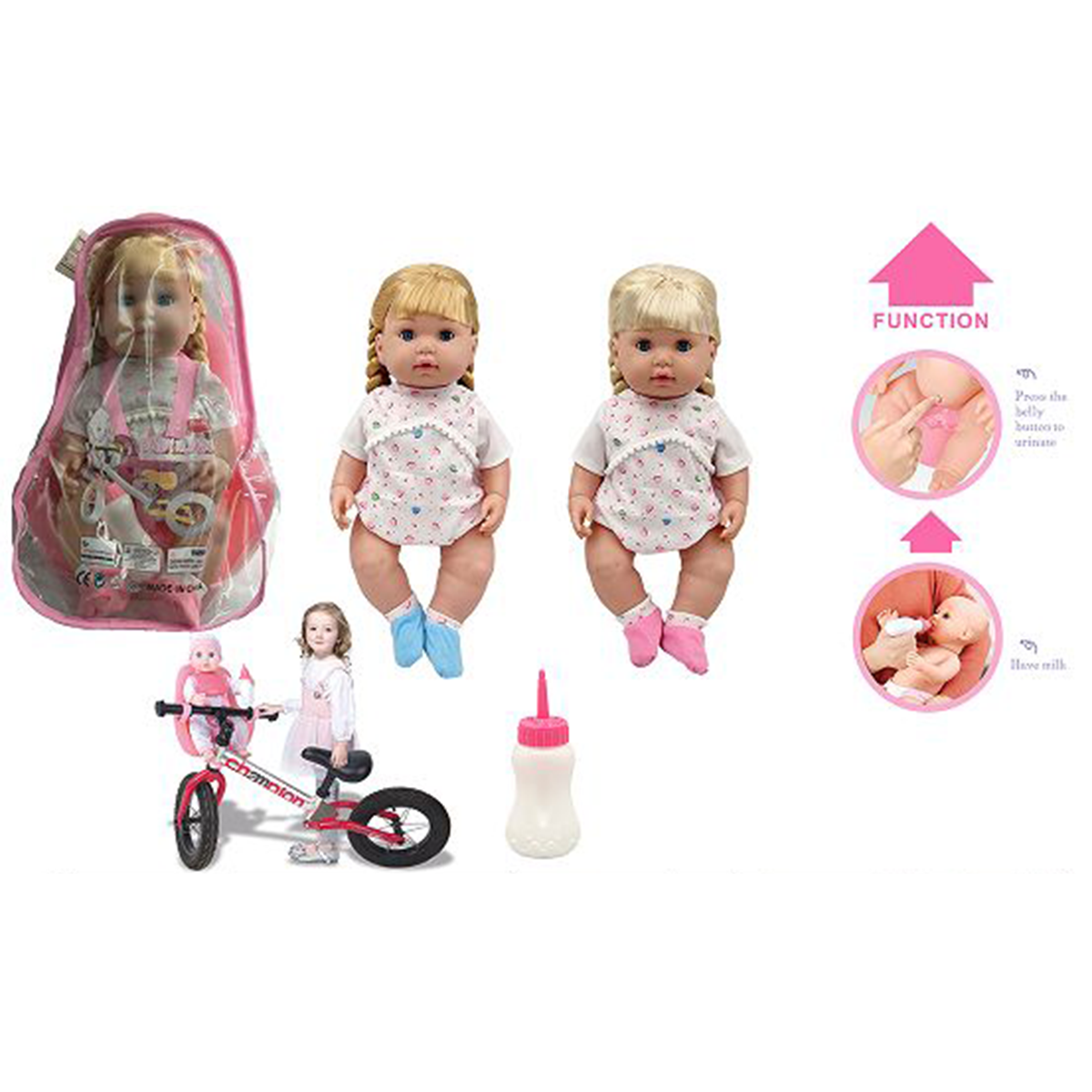 新洋娃娃高端宝宝娃娃玩具14寸搪胶PS注塑身，活眼娃娃带喝水/撒尿，6声IC opp袋装系列扮家家酒玩具-15