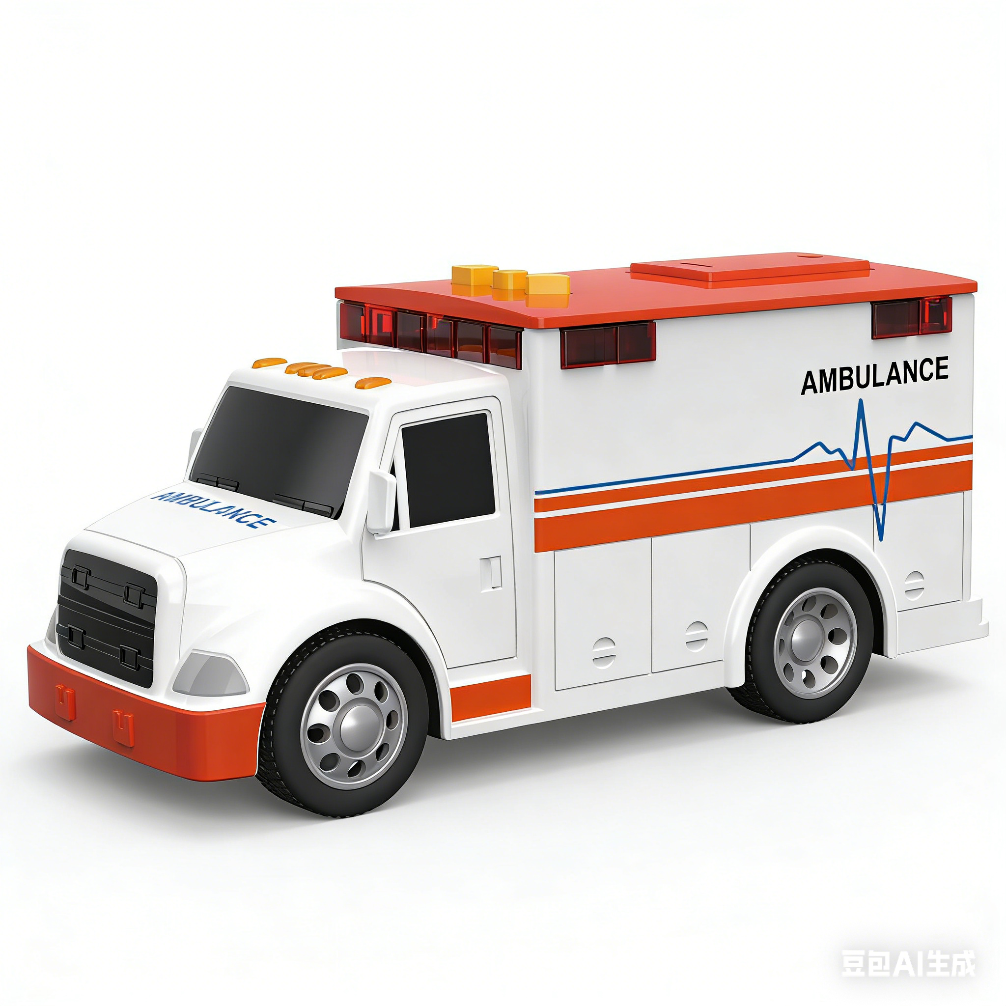 文艺WY1109B"1:32 惯性声光德版救护车 （声音、灯光）"风火轮合金车模救护车模型汽车模型合金车风火轮玩具车