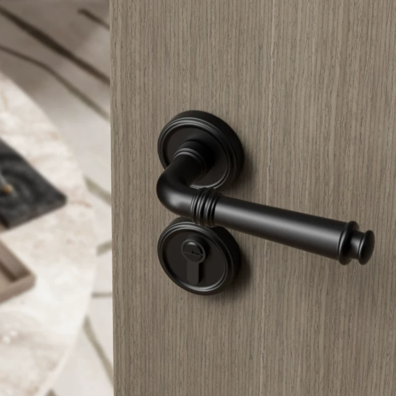 Haobao Golden Bedroom Door Lock, French light Luxury interior split solid wood Door handle, Home magnetic Silent Door Lock PDV Specification image