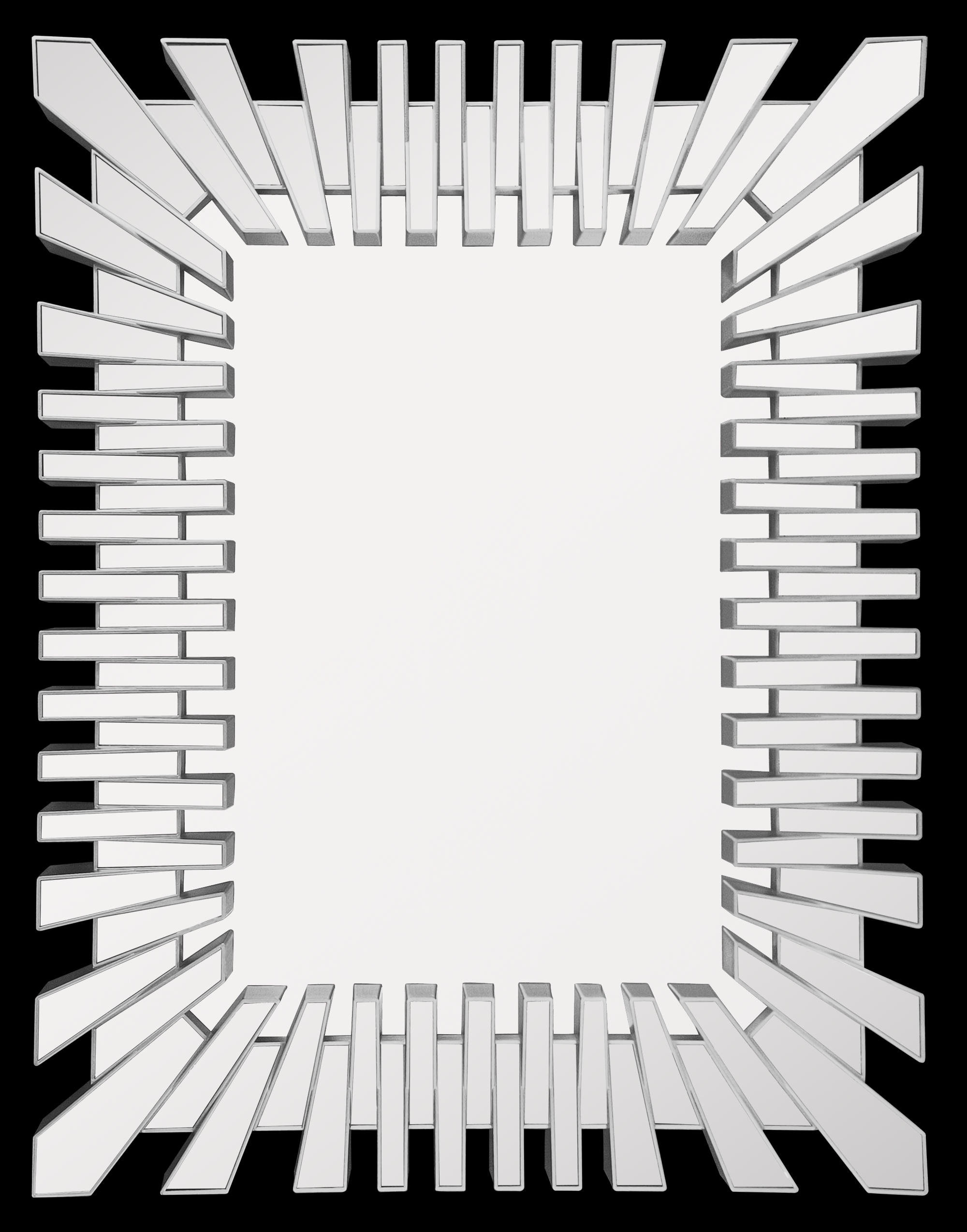 白色塑料几何图案边框相框镜子厂家直销