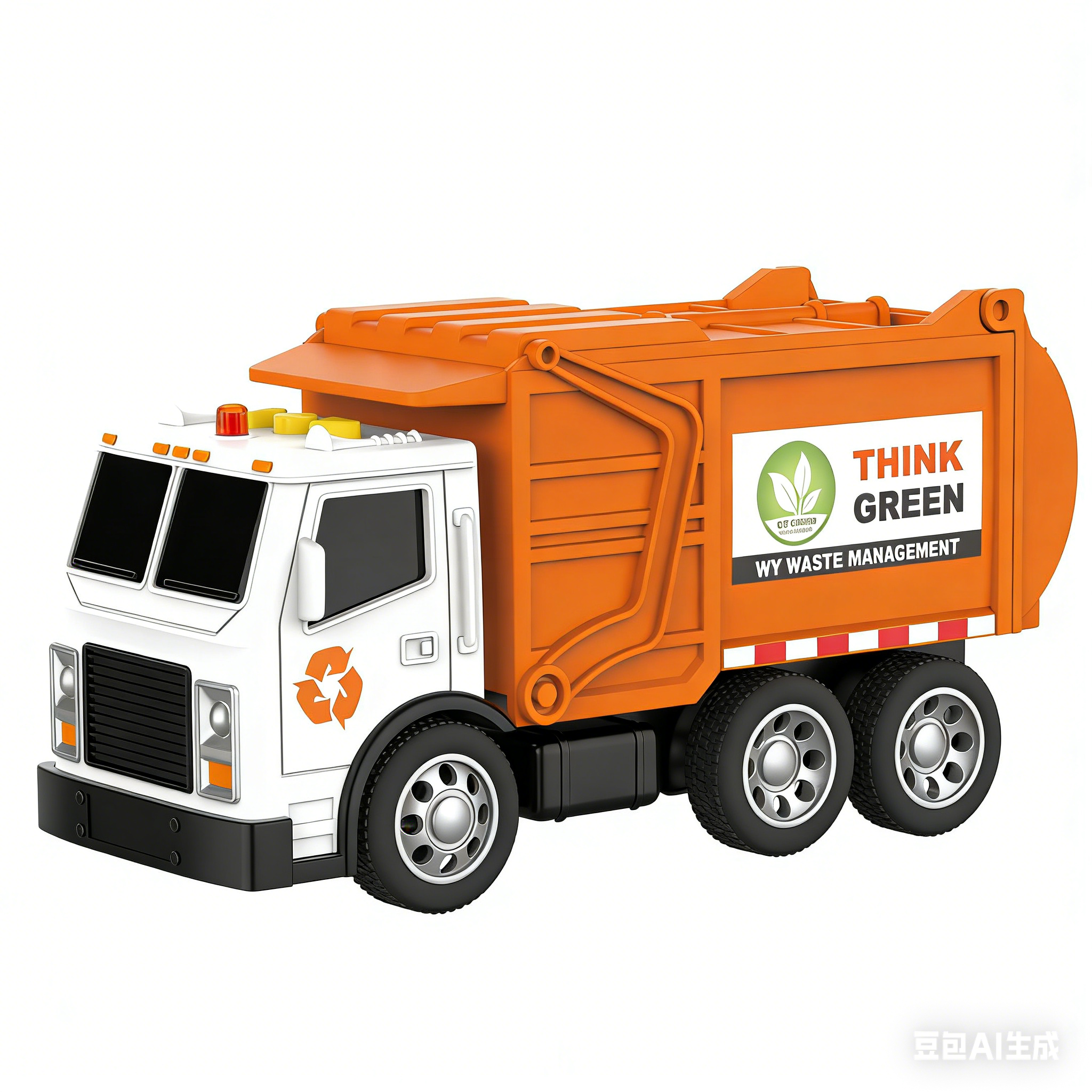 Literary and artistic WY1130B1:32 Inertial sound and light Box type Sanitation (Orange) (Sound, Light) "Hot Wheels Alloy Car Model Car Model Toy Garbage Truck Alloy Toy car. Item Picture