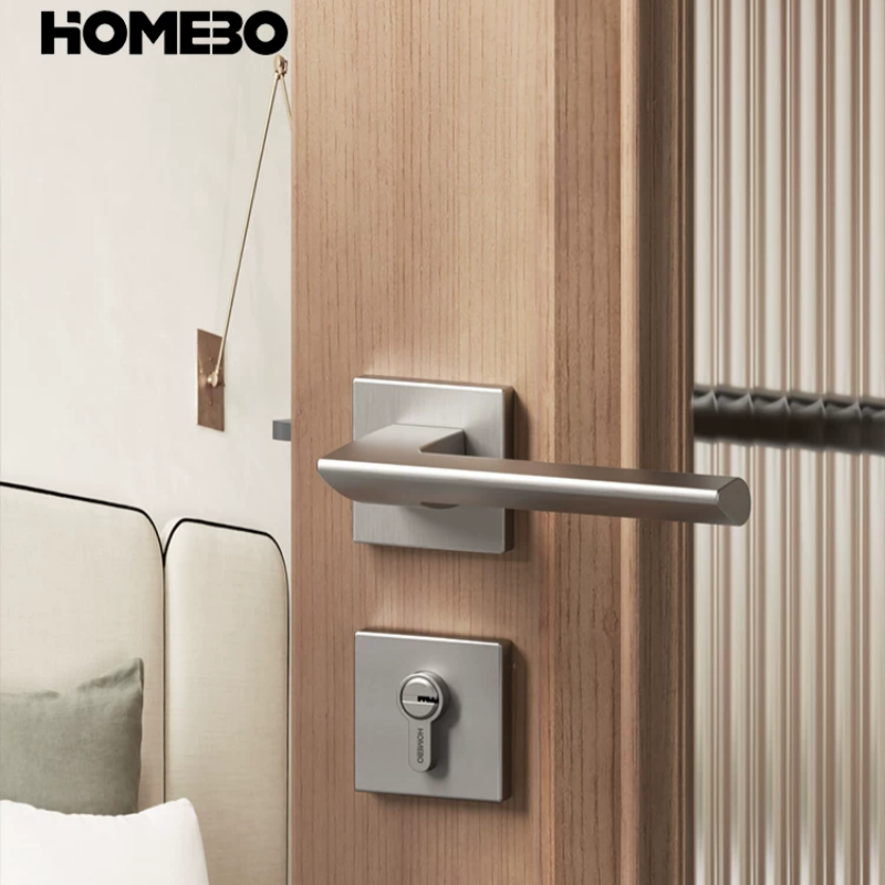 Haobao indoor magnetic silent door lock, bedroom home, French room door lock, bathroom lock, solid wood door handle Specification image