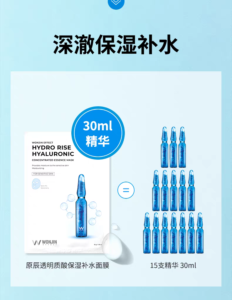 韩国进口Wonjin原辰透明质酸补水保湿面膜10片  补水保湿详情图4
