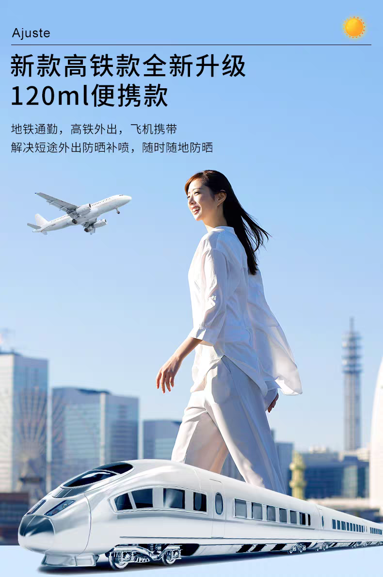 Ajuste爱伽丝防晒喷雾（绿色田园型）75g 高铁便携隔离紫外线清爽不油详情图6