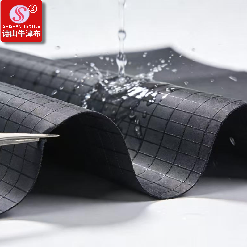 可收缩雨棚透明塑料布防水布料黑色格纹牛津布帐篷布