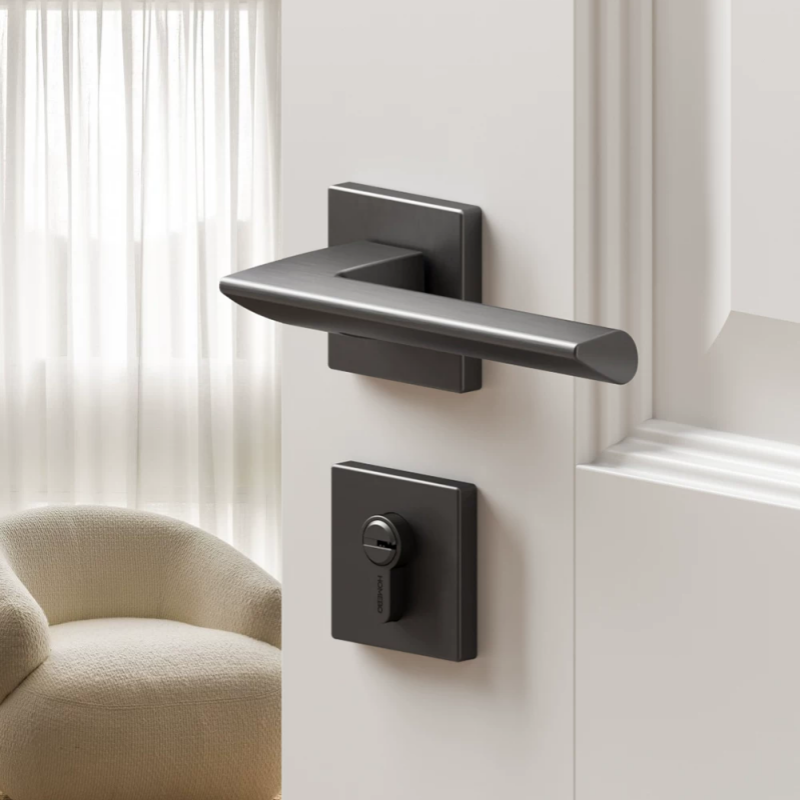 Haobao indoor magnetic silent door lock, bedroom home, French room door lock, bathroom lock, solid wood door handle Item Picture