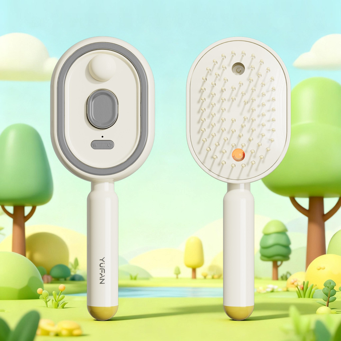 Electric spray airbag hair straightening comb, anti-static massage comb, essential oil atomization hair care comb, self-cleaning hair wrapping and volumizing