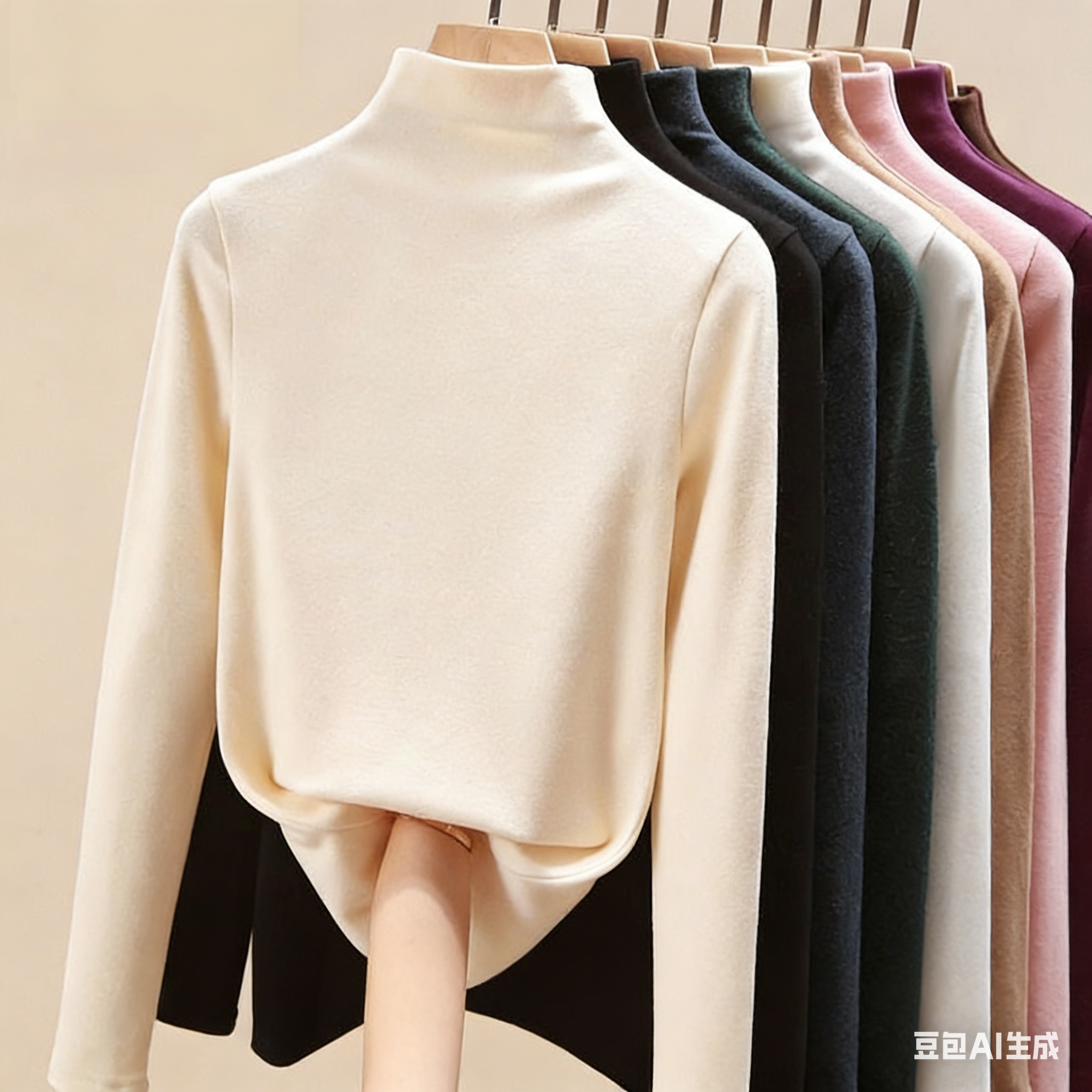This is a highly anticipated double-sided German fleece winter versatile, slimming, fleece long-sleeved, semi-high-neck base layer shirt for women. It's a versatile top for outerwear full figure