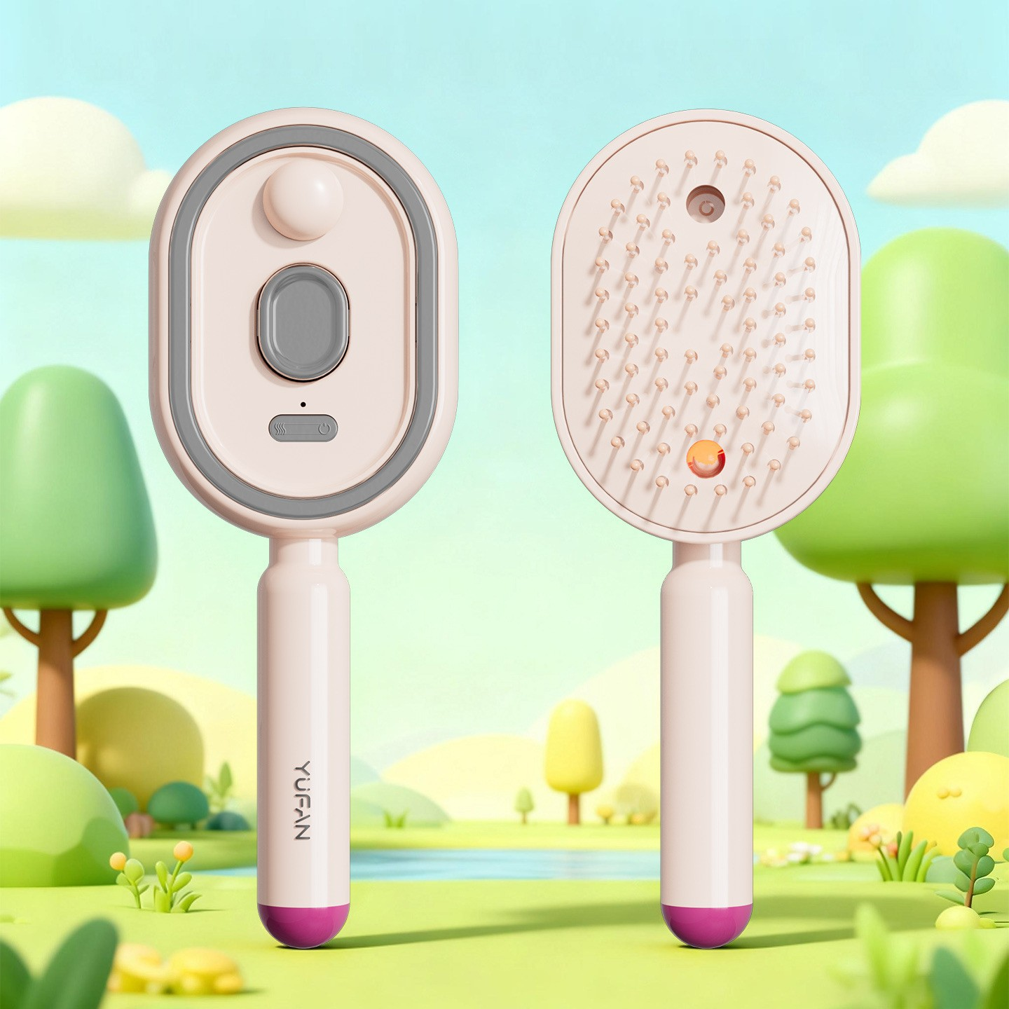 Electric spray airbag hair straightening comb, anti-static massage comb, essential oil atomization hair care comb, self-cleaning hair wrapping and volumizing details Picture