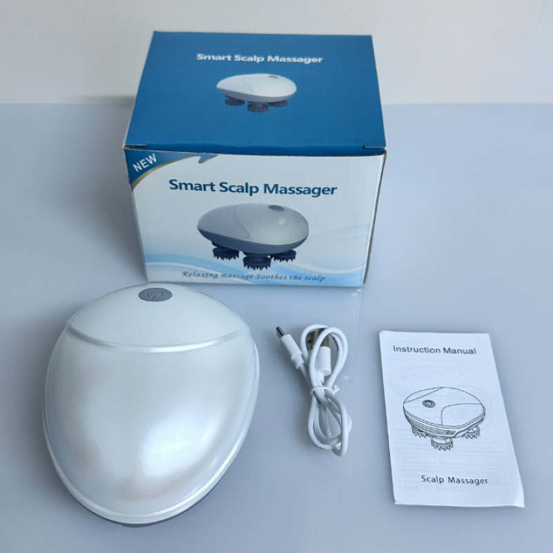 新款头部按摩器电动家用按头揉捏脑部头部头皮按摩仪八爪龙抓手，-8879白色