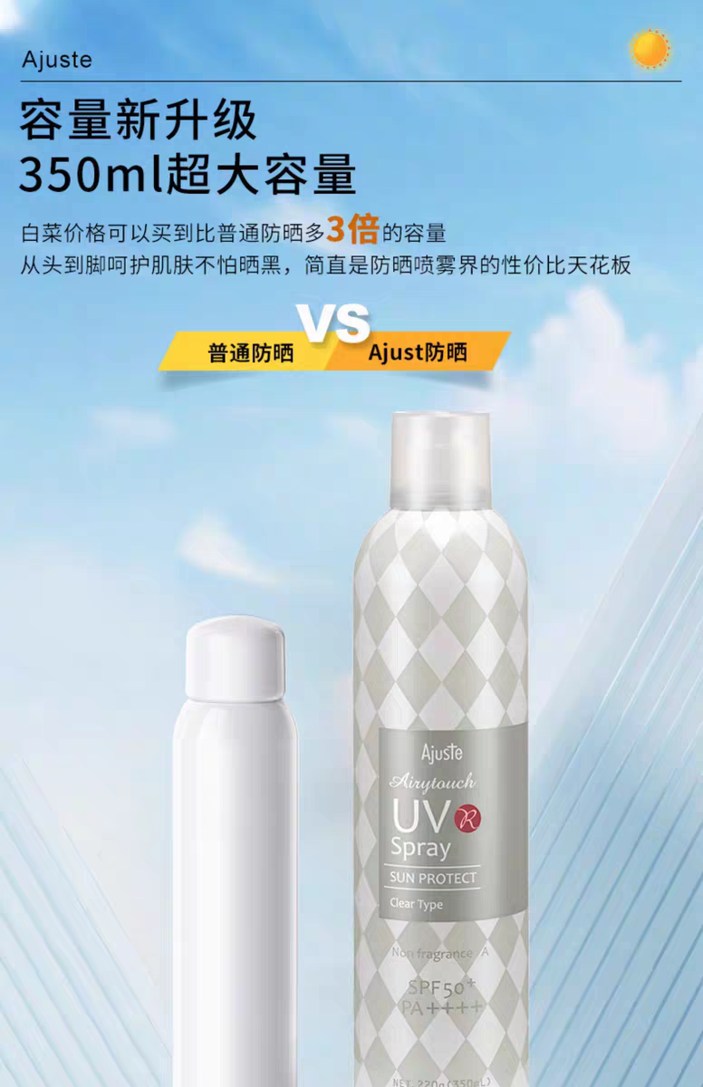 Ajuste Sunscreen Spray (Blue Fragrance Type) 350ml, Refreshing, quick-drying, All-purpose sunscreen, oil Control and makeup setting detail image 12