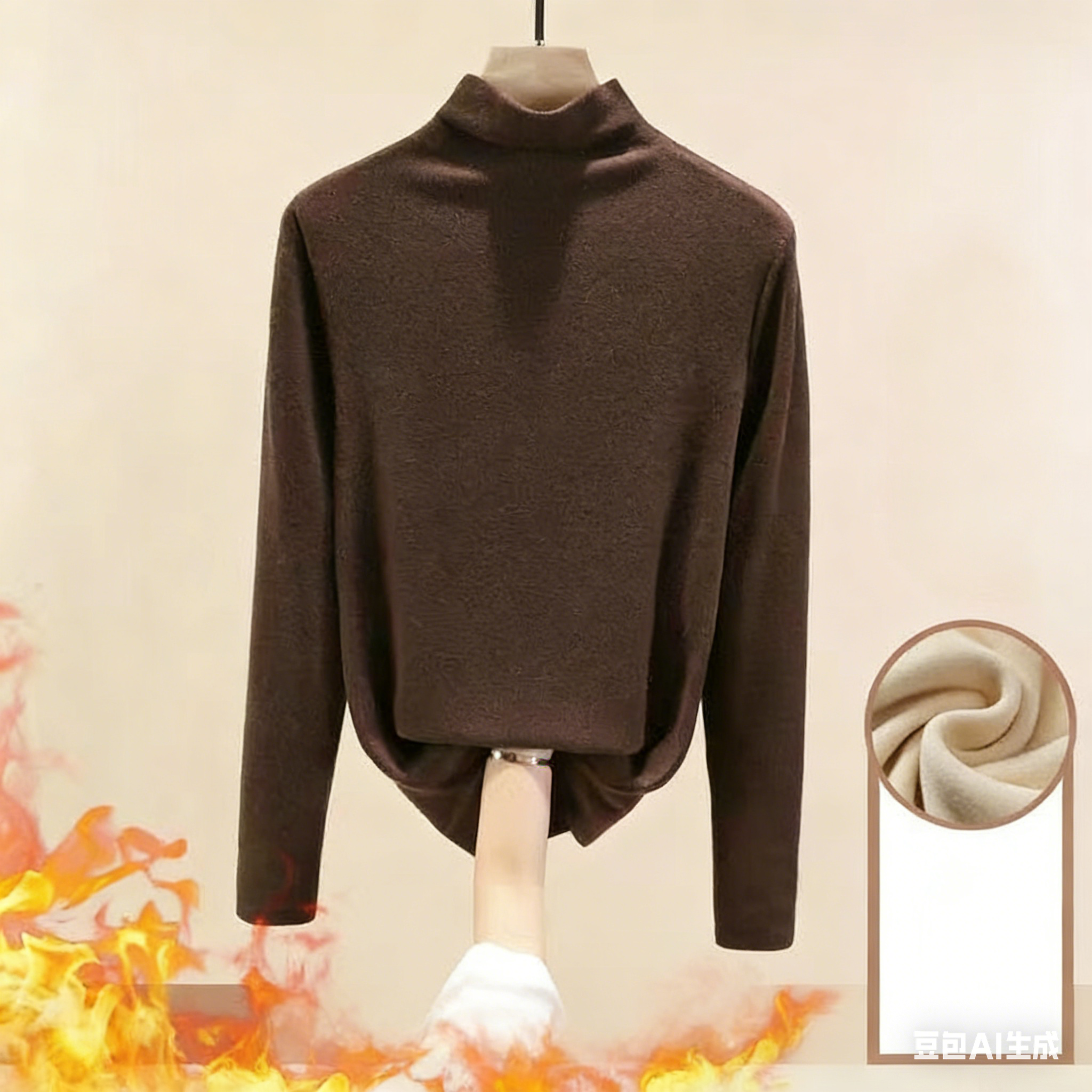 This is a highly anticipated double-sided German fleece winter versatile, slimming, fleece long-sleeved, semi-high-neck base layer shirt for women. It's a versatile top for outerwear Specification drawing