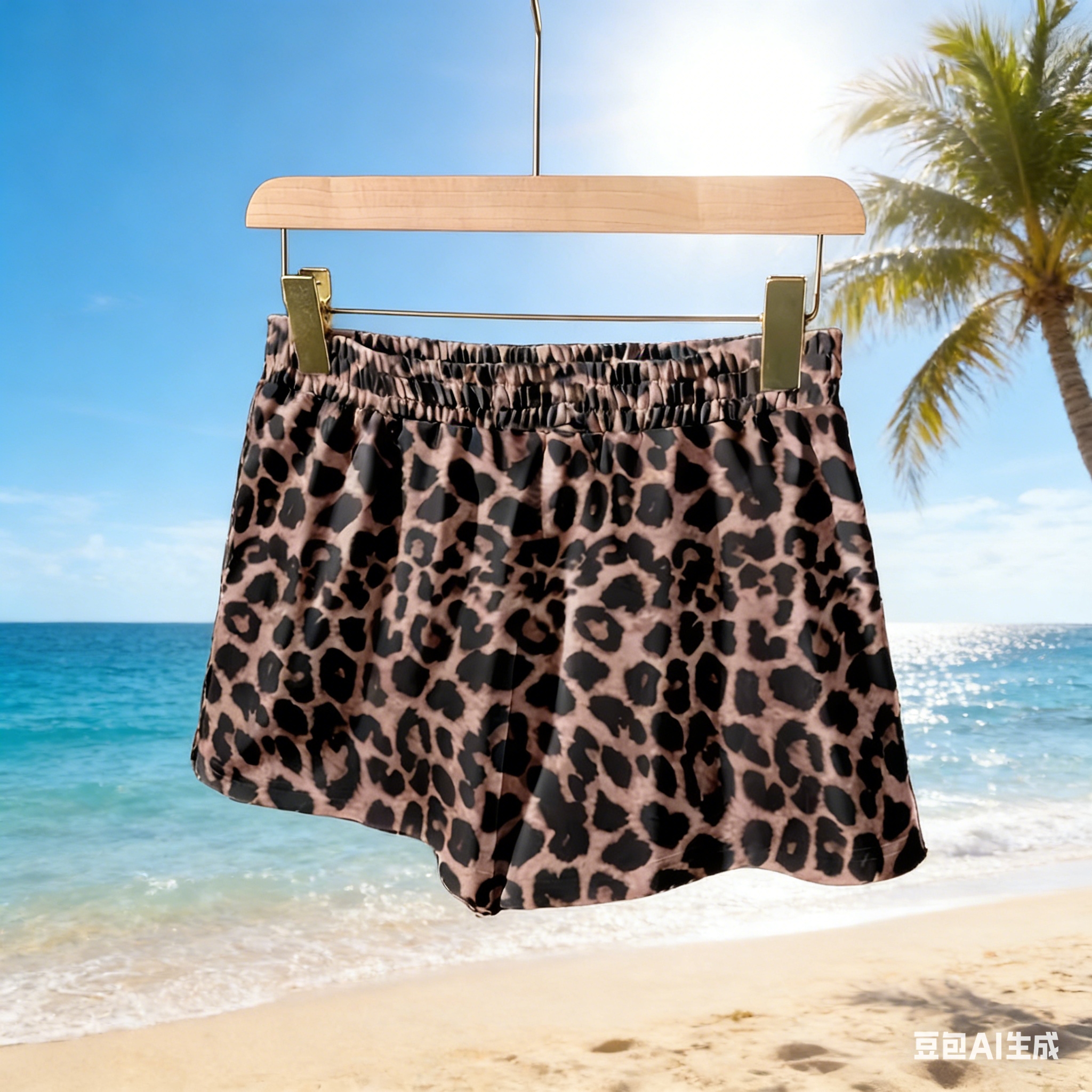 Leopard print shorts for women in summer 2025: Pear-shaped figure, high waist, loose and slimming. Hot pants make legs look longer. Casual and fashionable Specification drawing
