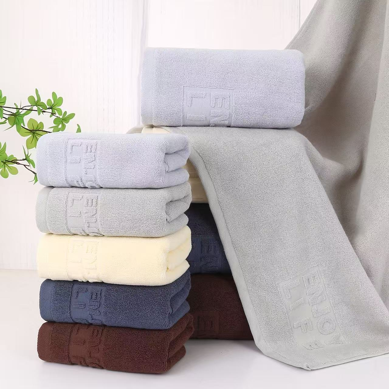All-cotton soft towels, bath towels, household absorbent towels, skin-friendly, absorbent, fluffy and breathable