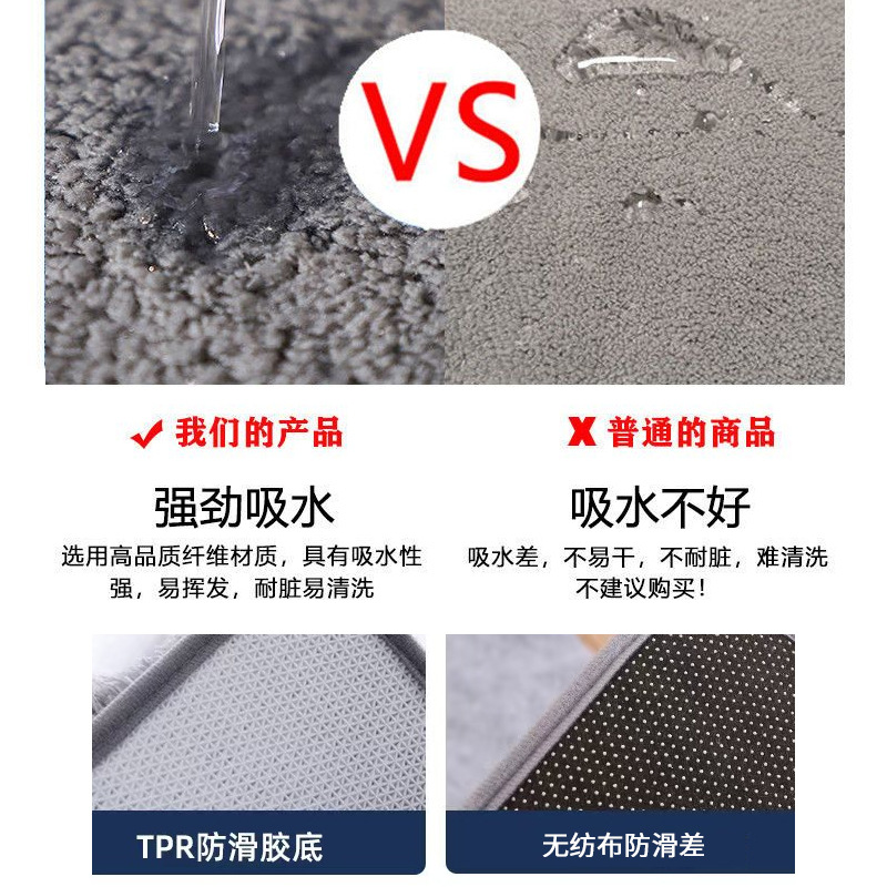 高毛绒加厚地垫地毯简约卫生间门垫子浴室防滑垫吸水垫跨境外贸