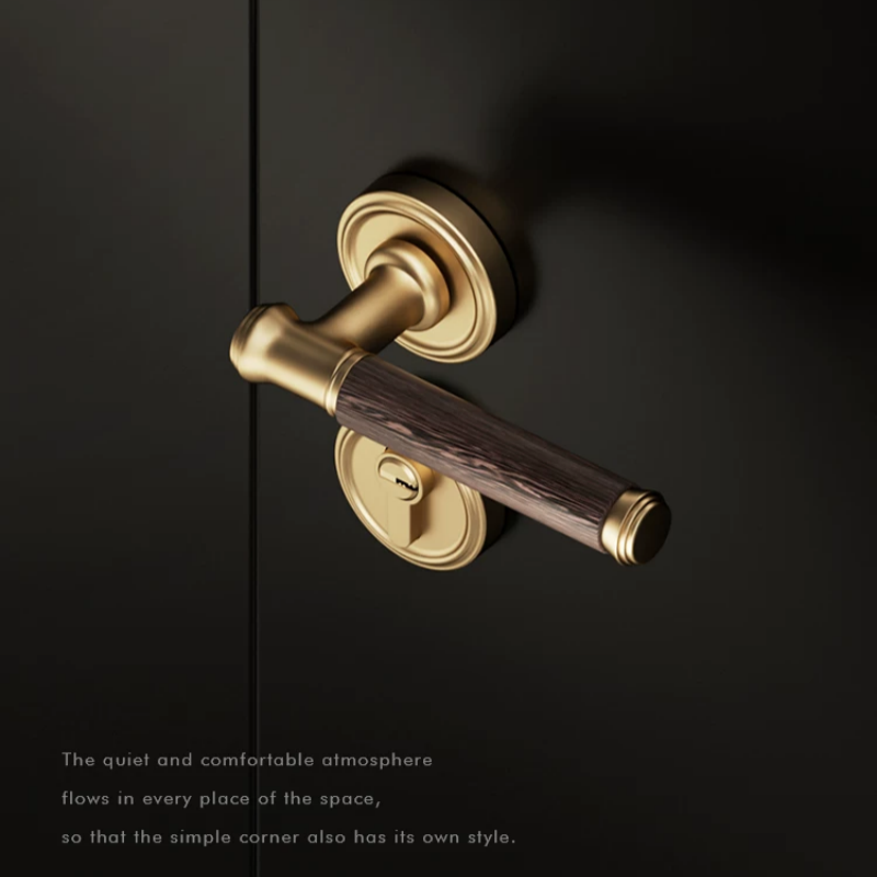 Haobao walnut wood door lock, indoor bedroom silent household door lock, magnetic solid wood door, door lock, split door handle