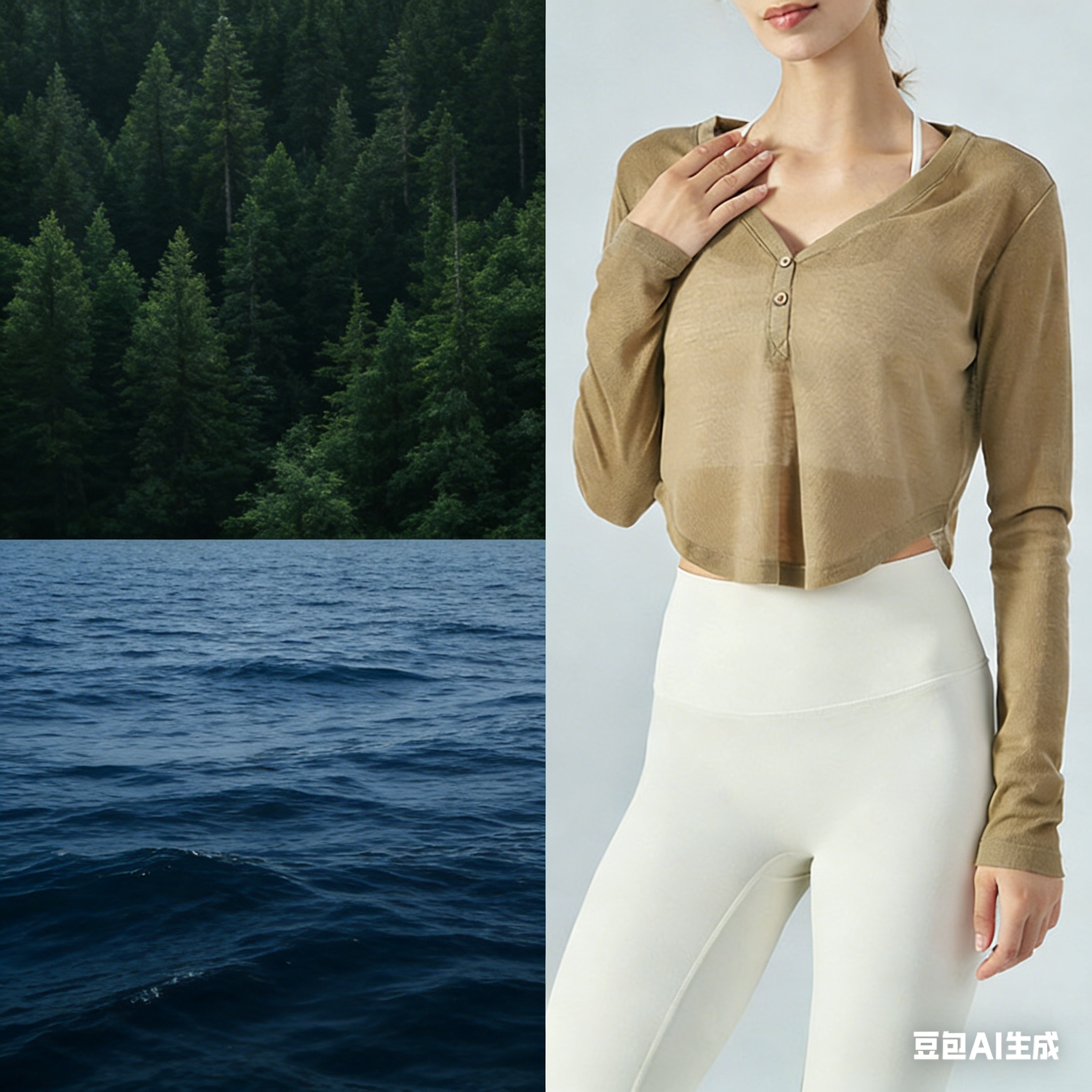 Spring and summer loose V-neck yoga smock, long-sleeved T-shirt, casual drape fitness top, light and thin cutout sports smock Item Picture