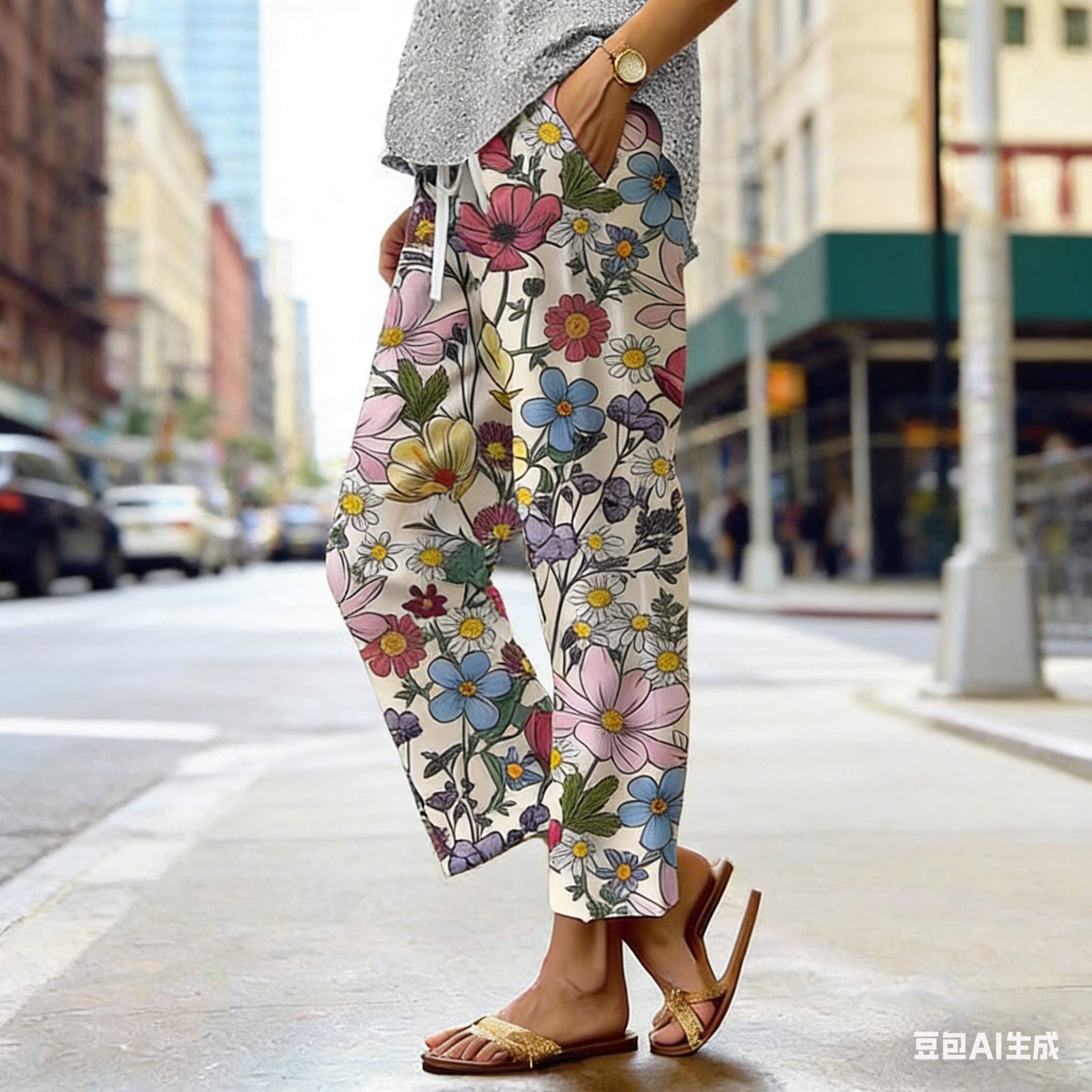2026 Amazon Independent Store's new stylish commuting 3D digital print simple casual pants, printable style Specification drawing